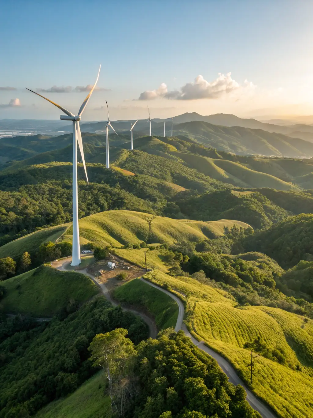 An image of a modern wind farm in Mexico, symbolizing renewable energy investments.